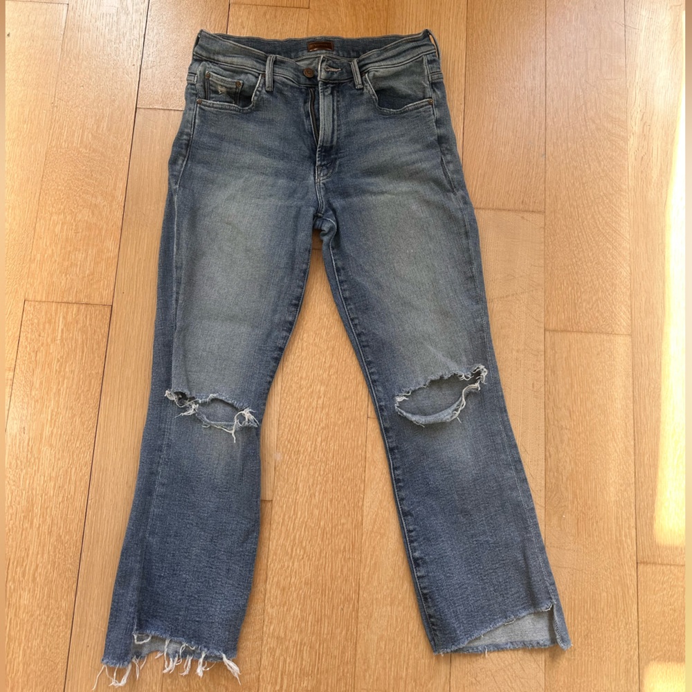 MOTHER Women's Distressed Cropped Skinny Jeans sz 27
